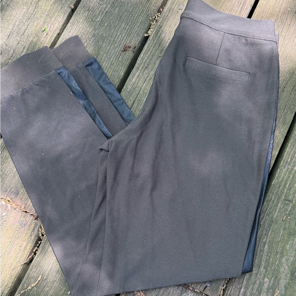 Lysse Olive and Faux Black‎ Leather Side Panel Track Pants
